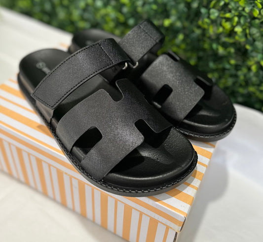 Black H Strap Comfort Sandal