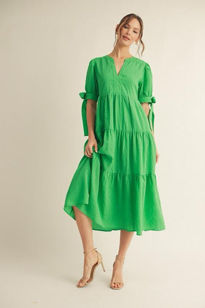 Green Textured Midi Dress