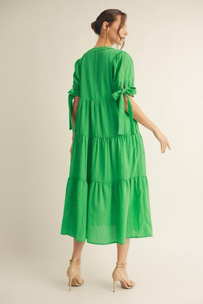 Green Textured Midi Dress