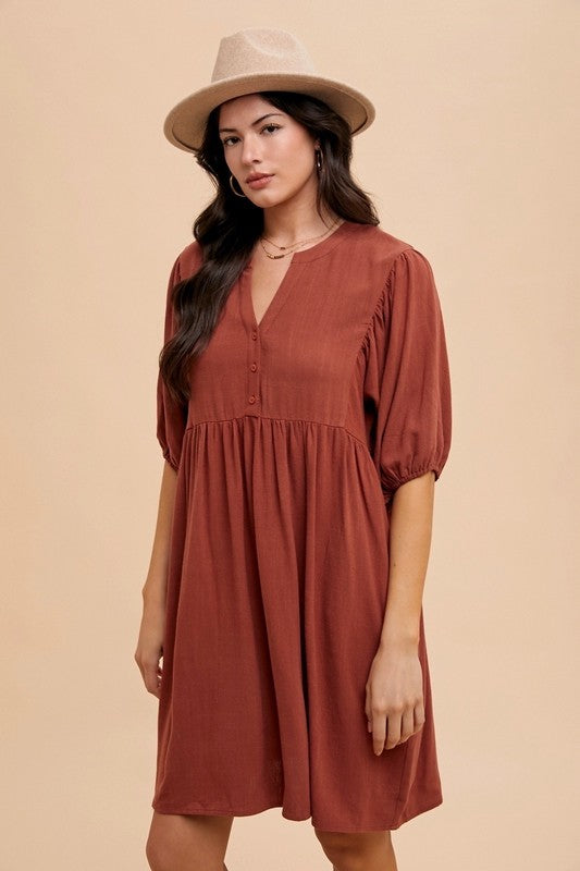 Dolman Sleeve Babydoll Mini Dress