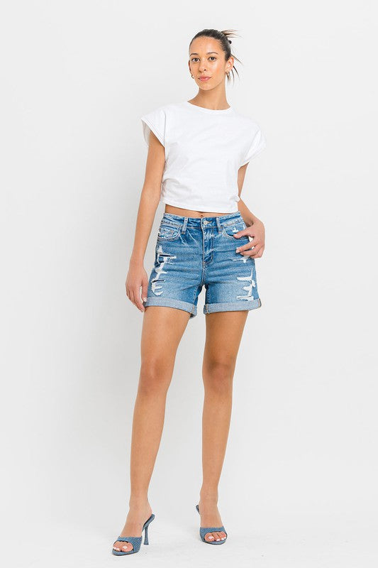 High Rise Double Cuff Shorts