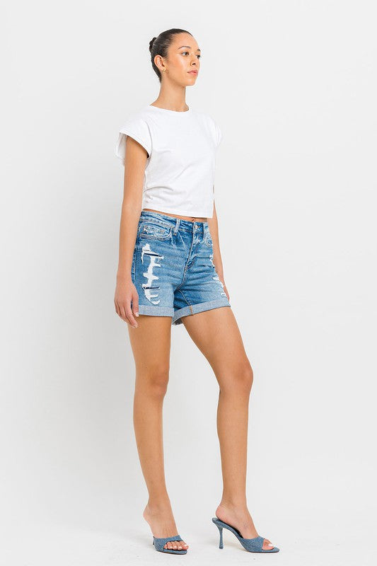 High Rise Double Cuff Shorts