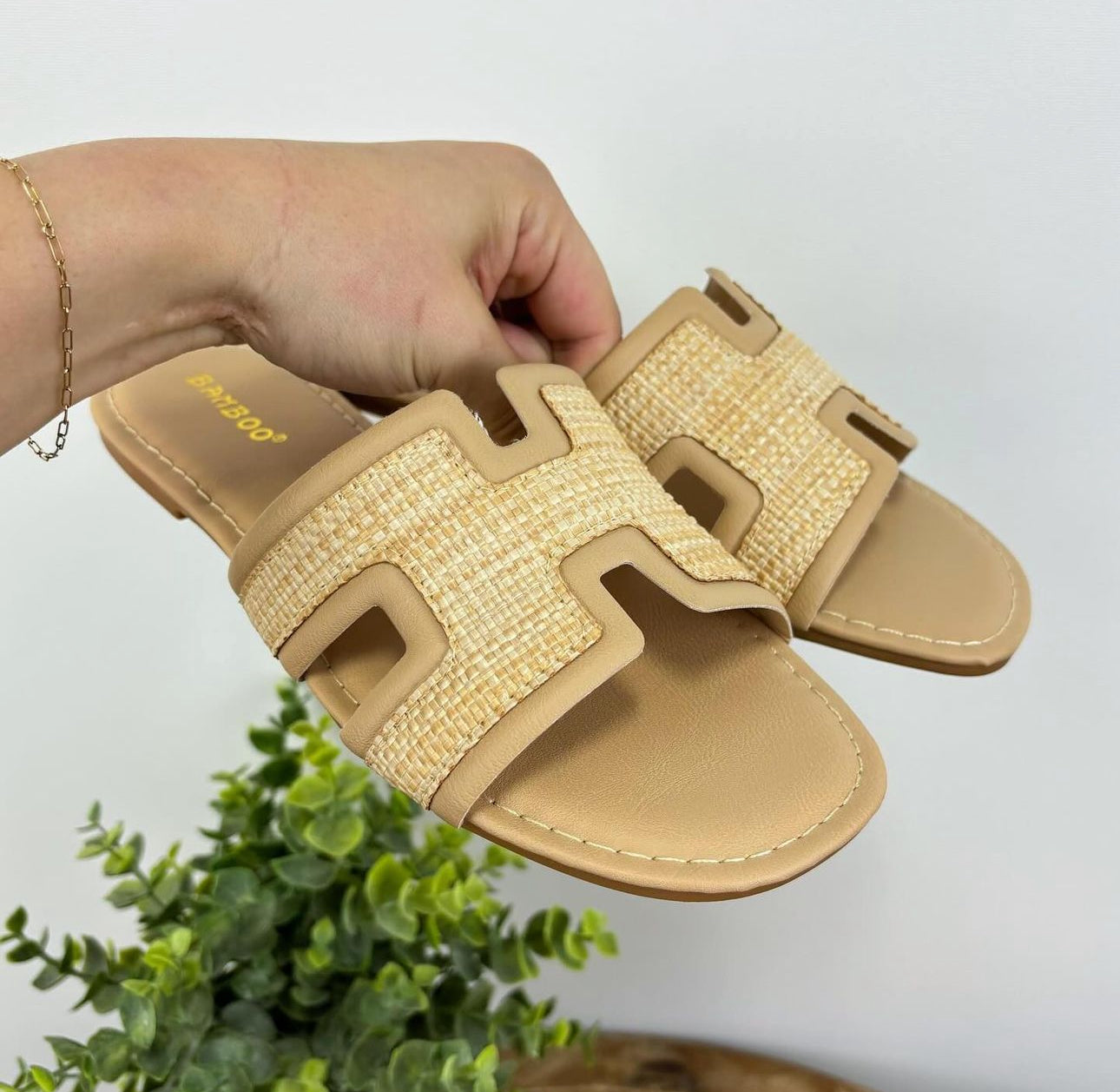 Natural Raffia Slide Sandal