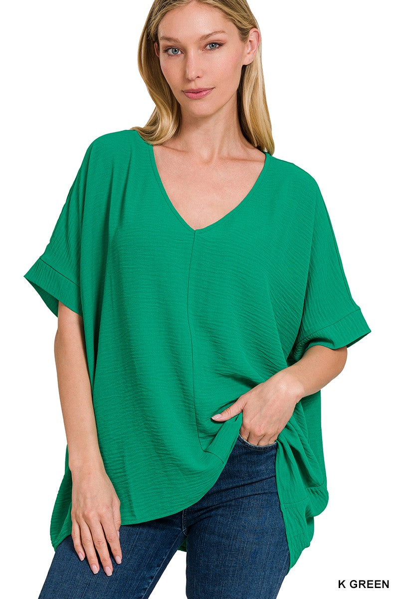 Woven Airflow V-Neck Top