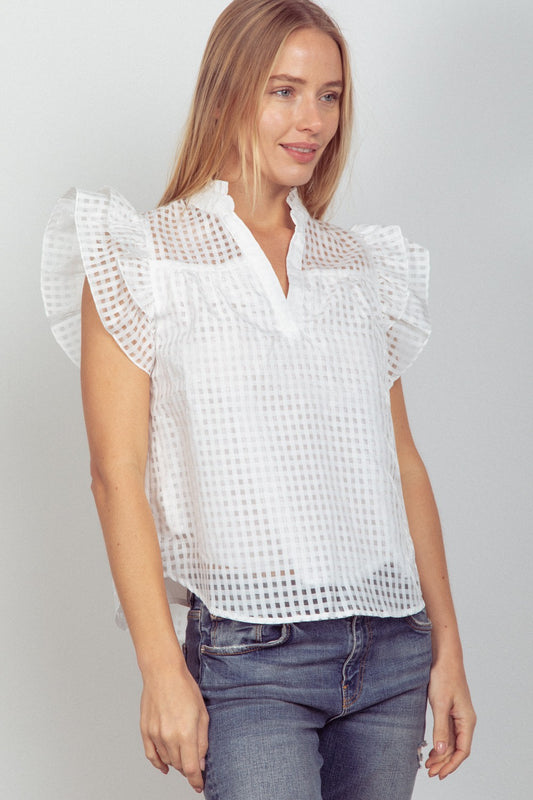 White Checker Blouse