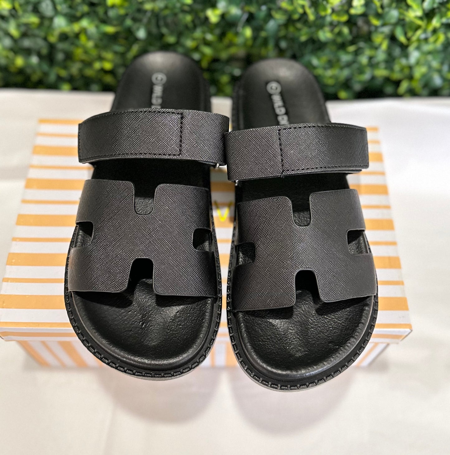 Black H Strap Comfort Sandal