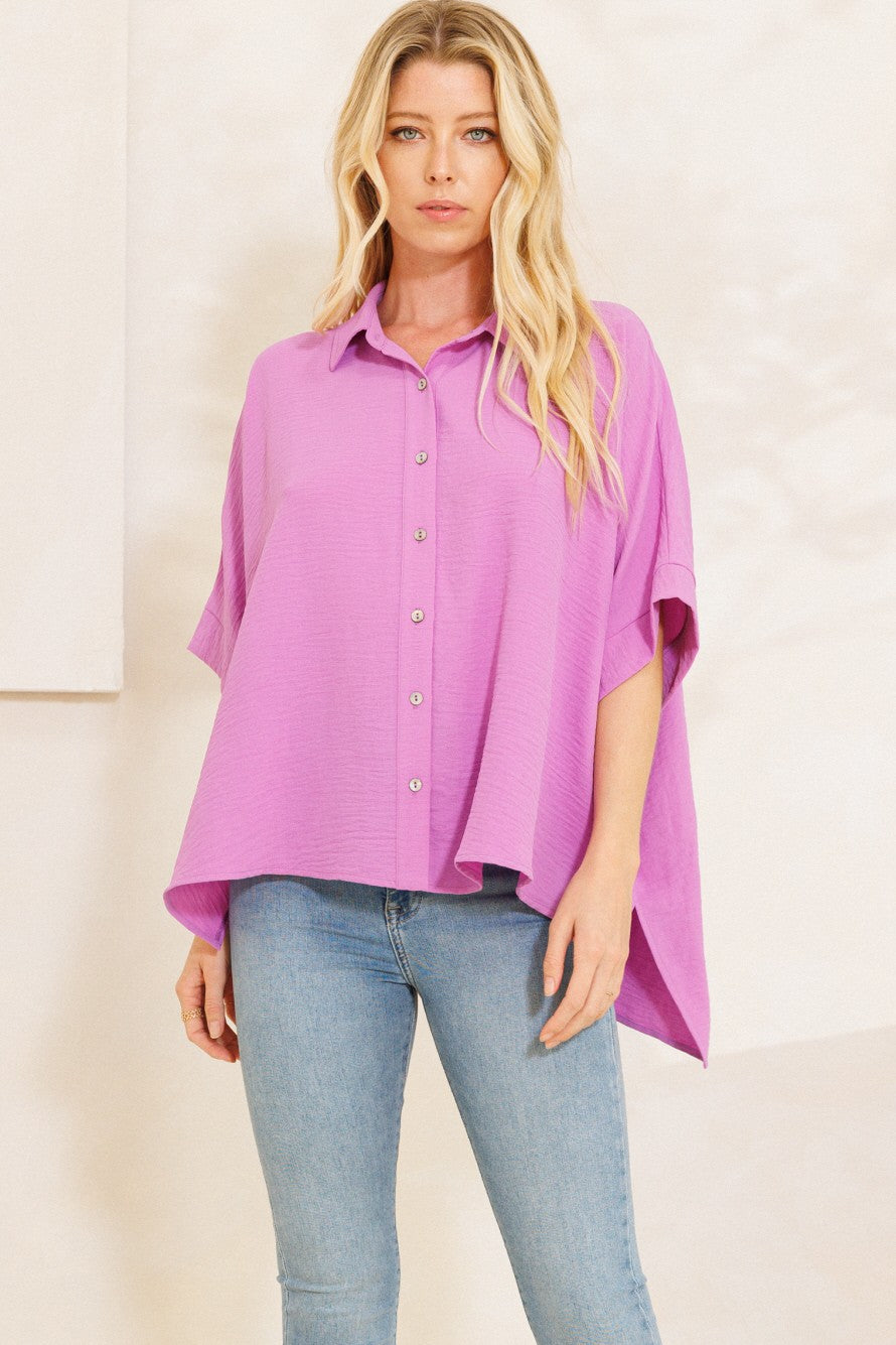 Solid Woven Top-Lilac