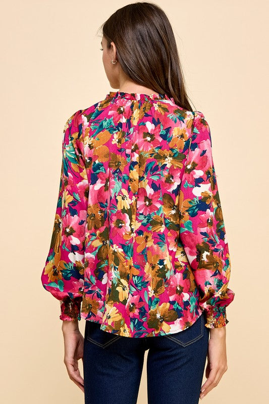 Magenta Floral Printed Top