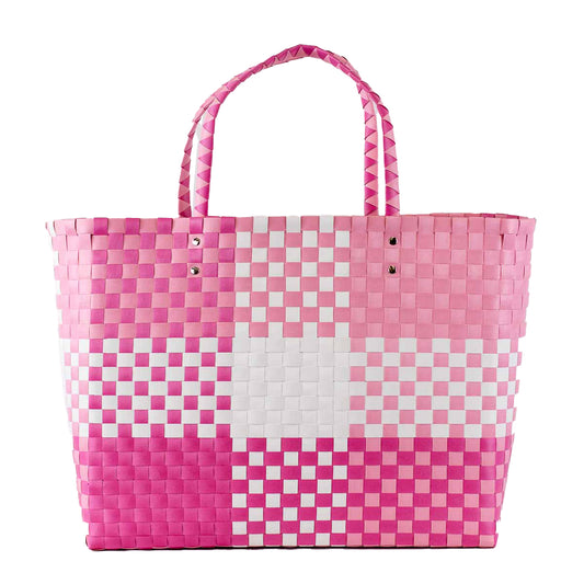 Pink Heather Woven Beach Tote