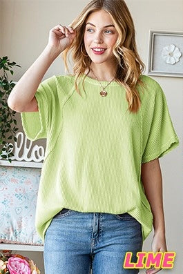 Lime Green Ribbed Top