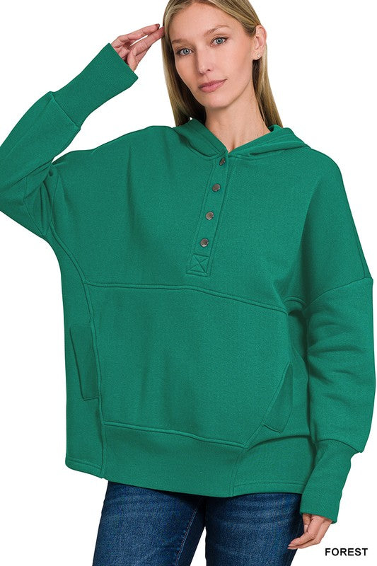 Half Button Snap Fleece Pullover