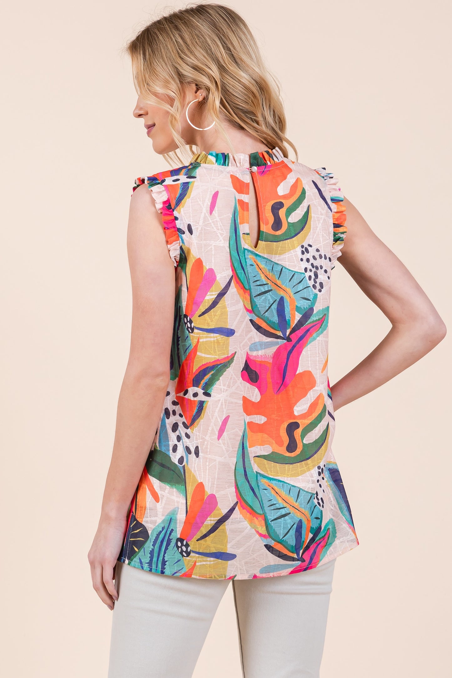 Abstract Printed Sleeveless Top