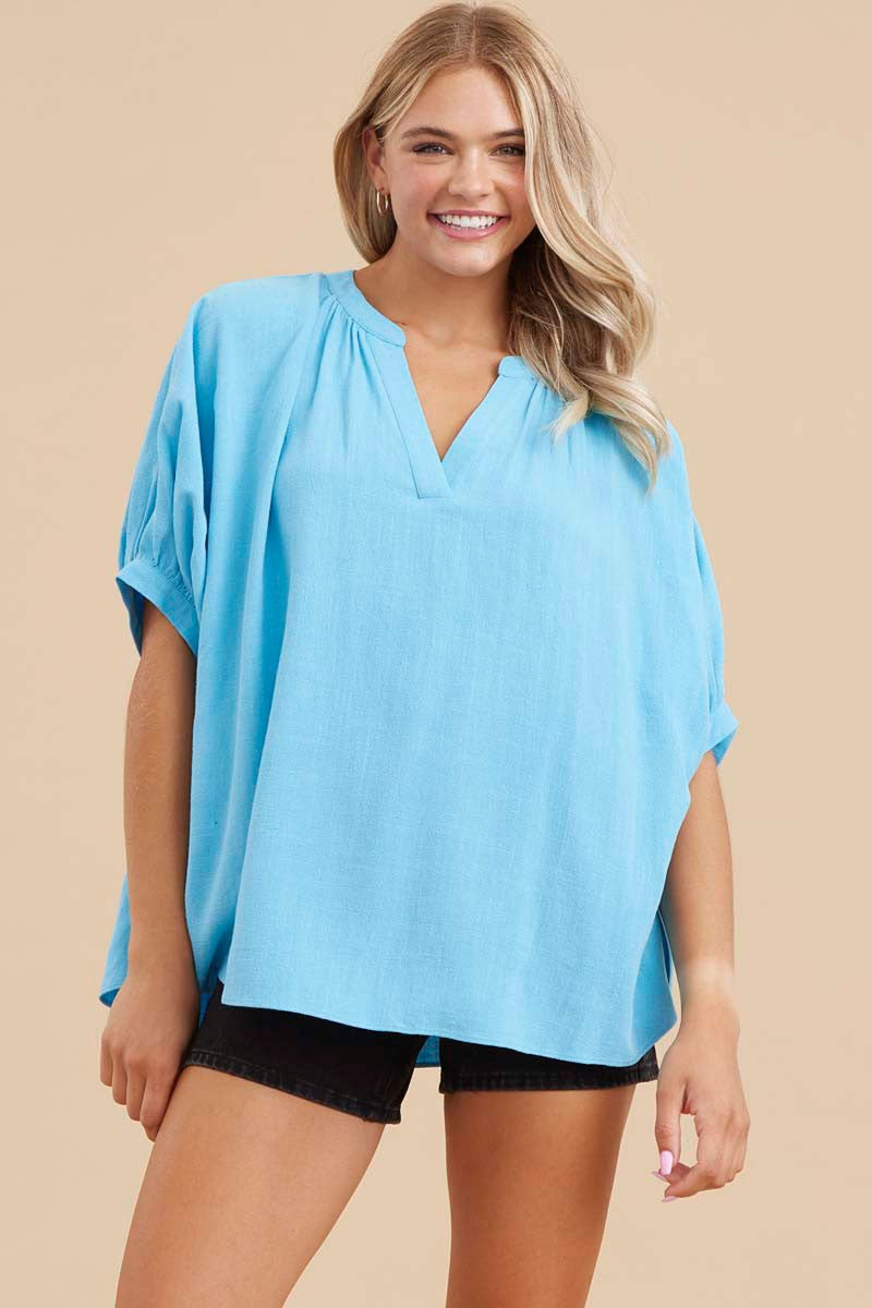 Solid Blue Boxy Top