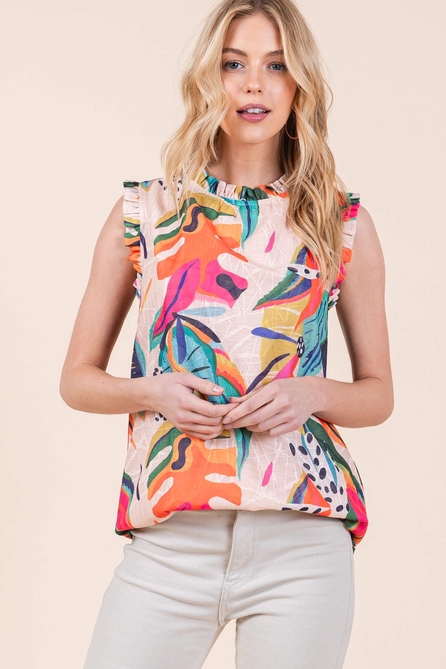 Abstract Printed Sleeveless Top