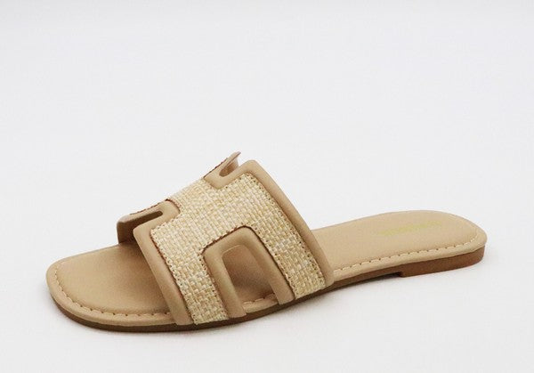 Natural Raffia Slide Sandal