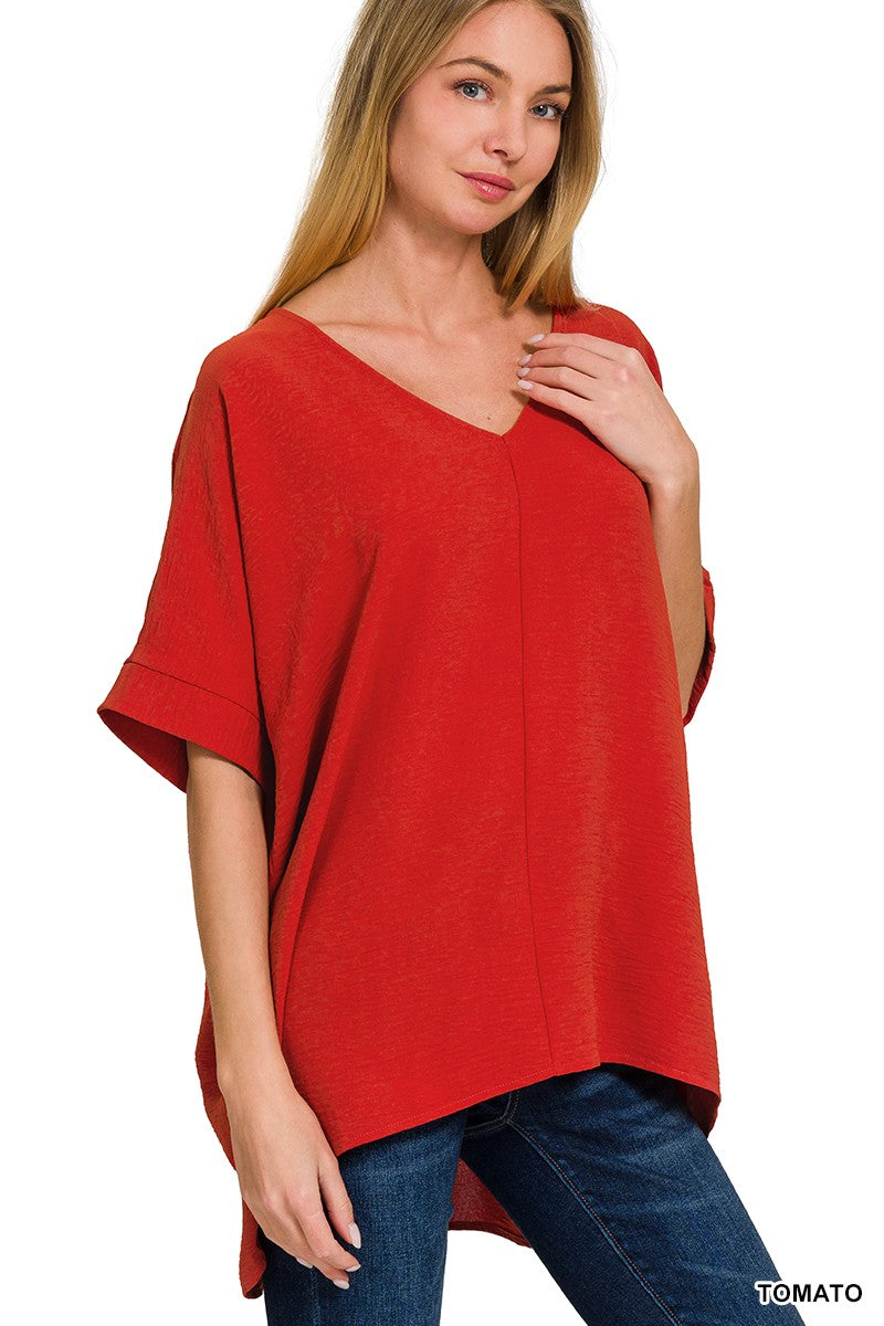 Woven Airflow V-Neck Top