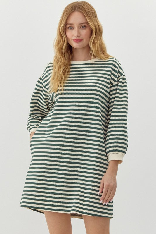 Striped Hunter Green Dress