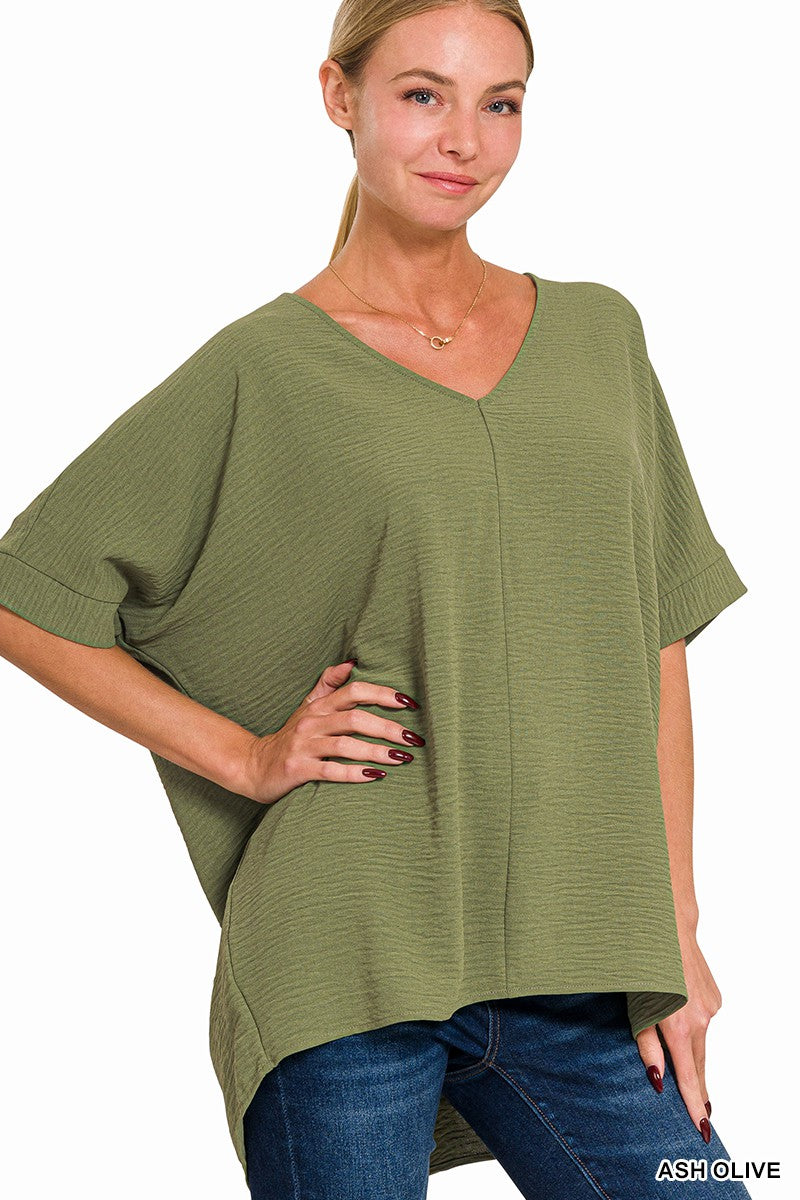 Woven Airflow V-Neck Top