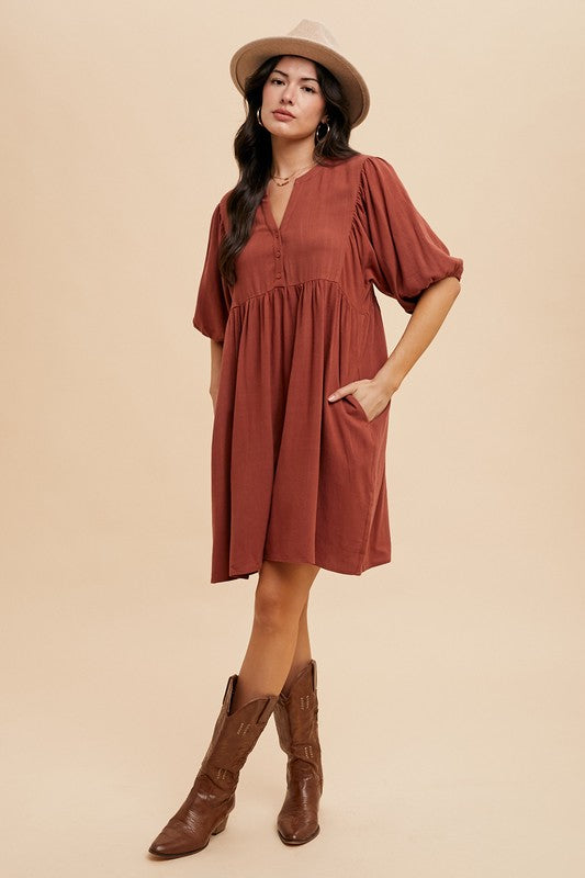 Dolman Sleeve Babydoll Mini Dress