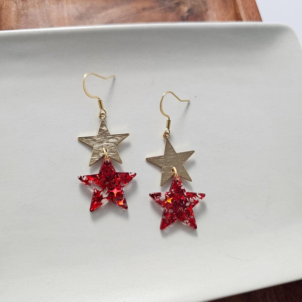 Red Starry Earrings