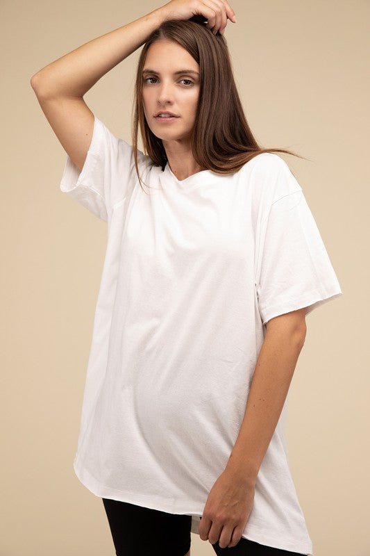 Cotton Drop Shoulder Oversized Top