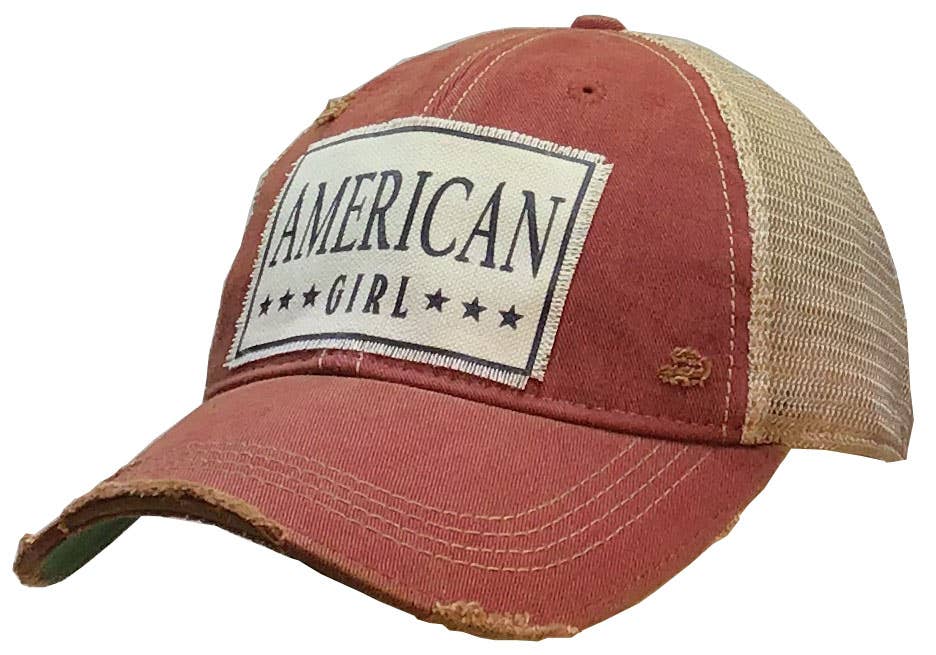 American Girl Distressed Trucker Hat Baseball Cap