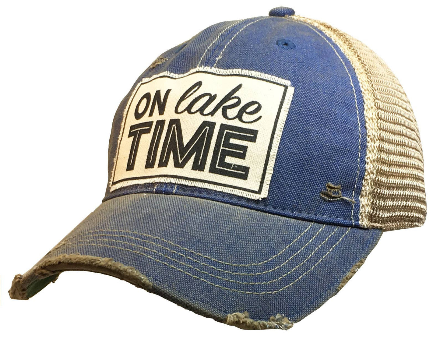 On Lake Time Distressed Trucker Cap
