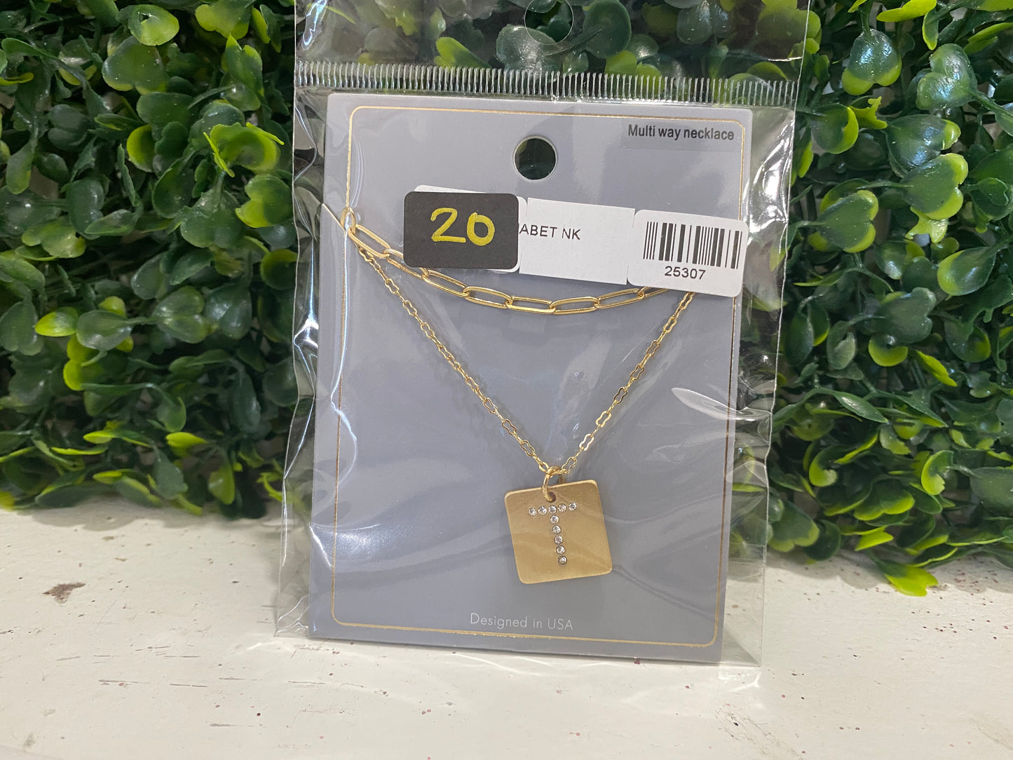 Square Double Chained Initial Necklace